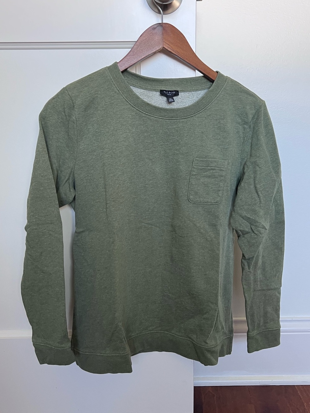 Talbots Olive Green Long-Sleeve Pocket Sweatshirt